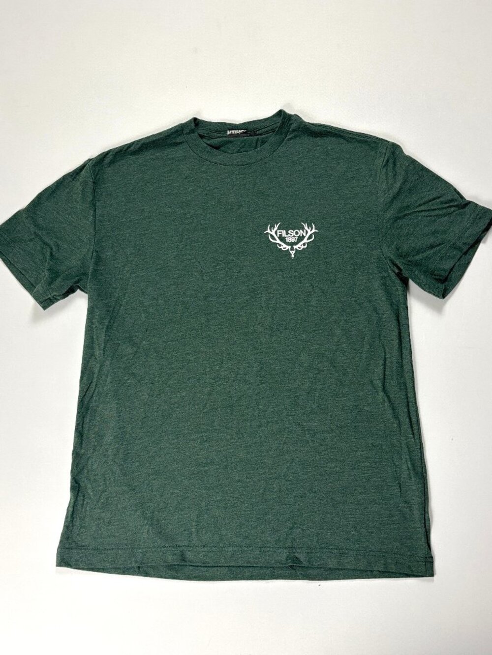 Filson Buckshot T Shirt Green Sz M Antler Alaska Outfitter Logo Hunting Soft
